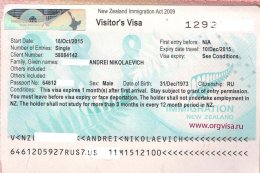 Виза в Новую Зеландию как выглядит Виза в Новую Зеландию